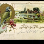 Fröhliche Pfingsten, Haus am See, Karte mit Vers