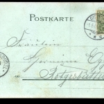 Reiter mit Trompete vor einem See/Stadt