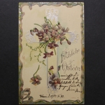 Fröhliche Ostern, Kreuz, Blumen, Prägekarte