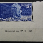 BRD, MiNr. 116, Ecke re. unten mit Druckdatum 27.9.49, postfrisch
