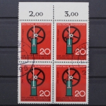 Deutschland (BRD), MiNr. 442, Viererblock, Oberrand, gestempelt