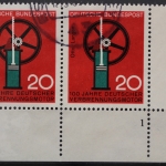 Deutschland, MiNr. 442, waag. Paar, Ecke re. unten, FN 1, gestempelt