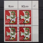 Deutschland (BRD), MiNr. 399, Viererblock, Ecke rechts oben, gestempelt