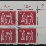 Deutschland (BRD), MiNr. 390, Viererblock, Ecke rechts oben, gestempelt