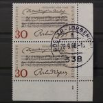 Deutschland, MiNr. 566, senkr. Paar, Ecke re. unten, FN 1, gestempelt