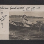 Astfeld - Mann im Ruderboot - Neujahrswünsche 1907