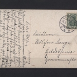 Mädchen beim Schaukeln, Karte mit Vers