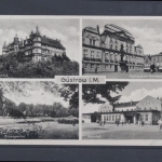 Güstrow, i. M., Schloß, Bahnhof, Rathaus mit Marktplatz ...