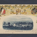 Gandersheim, Ortsansicht, Karte mit Wappen