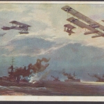 Wasserflugzeuge über der englischen Flotte