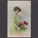 Junge Frau mit Amaryllisblüten, Herzlichen Glückwunsch zum Geburtstag