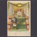 2 niedliche Hunde mit Briefen, Karte mit Vers