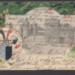 Metz, Deutsches Thor, Karte mit Wappen