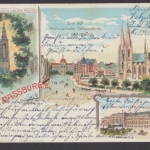 Strassburg, Blick auf Protestantische Garnisonskirche u. Kaiserpalast, Bahnhof
