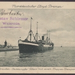 Nordd. Lloyd Bremen, Doppelschrauben-Postdampfer "Rhein" mit einem Truppentransport an Bord