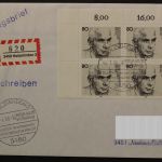 Deutschland (BRD), MiNr. 1350. Viererblock, Ecke links oben, EST