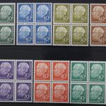 Deutschland (BRD), MiNr. 259-265 x w, Viererblöcke, postfrisch