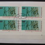 Deutschland, MiNr. 1083, 4er Block, Ecke re. unten, FN 1, Briefstück