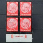 Deutsches Reich, MiNr. 552, 4er Block, U-Rand mit HAN 14614.34, ungebraucht
