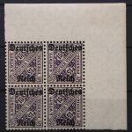 Deutsches Reich Dienst, MiNr. 59, 4er Block, Ecke re. o., postfrisch