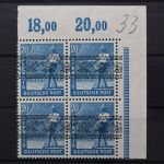 Bizone, MiNr. 43 I, 4er Block, Ecke rechts oben, ndgz, postfrisch