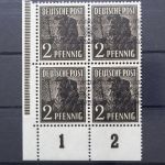 Bizone, MiNr. 36 I, 4er Block, Ecke links unten, postfrisch