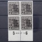 Sowj. Zone, MiNr. 182, 4er Block, U-Rand mit HAN, ungebraucht