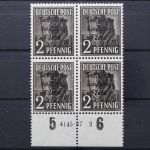 Sowj. Zone, MiNr. 182, 4er Block, U-Rand mit HAN, ungebraucht