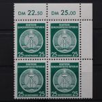DDR Dienst A, MiNr. 23 x, 4er Block, Ecke rechts oben, postfrisch