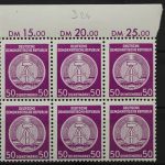 DDR Dienst A, MiNr. 26 x PLF I, 6er Block, Oberrand, postfrisch