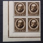 Bayern, MiNr. 109 I A, 4er Block, Ecke links unten, postfrisch