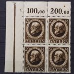 Bayern, MiNr. 109 I A, 4er Block, Ecke links oben, postfrisch