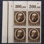 Bayern, MiNr. 109 I A, 4er Block, Ecke links oben, postfrisch