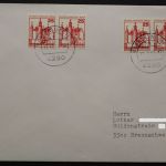 Berlin, MiNr. 587, zwei waagerechte Paare auf Brief