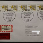 Deutschland (BRD), MiNr. 1535, Fünferstreifen auf R-Brief/Rückschein