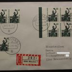 Berlin, MiNr. 795 A, waagerechtes Paar + Viererblock auf R-Brief