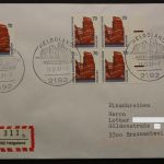Berlin, MiNr. 874, waagerechtes Paar + Einzelmarke auf R-Brief