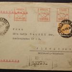 Brasilien, R-Brief 1938 mit Freistempler & Marke nach Flensburg