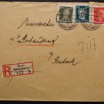 Deutsches Reich, Frankatur mit Lochung GGM, 3 Marken, 14.9.28