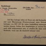 Celle, Gebühr bezahlt vom 27.11.45, Suchdienst