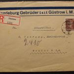 Deutsches Reich, MiNr. 396 auf R-Brief ab Güstrow nach Rostock, 8.12.26