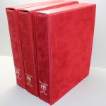 Philswiss, 3 rote Ringbinder mit Kassette, "Münz-Briefe aus aller Welt"