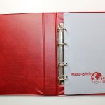 Philswiss, 3 rote Ringbinder mit Kassette, "Münz-Briefe aus aller Welt"