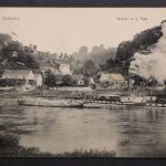 Rathen, Sächsische Schweiz, Blick zum Ort, Elbe, Dampfer Sachsen