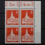 Berlin, MiNr. 187, Viererblock, Ecke rechts oben, postfrisch