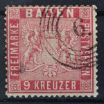 Baden, MiNr. 12, gestempelt