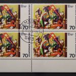 Deutschland, MiNr. 822 PF III, Viererblock, Ecke re. unten, gestempelt