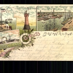 Bremerhaven, Wappen, Rother Sand Leuchtturm, Hafen usw.
