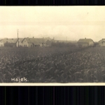 Hajek, einige Häuser vom Feld aus gesehen
