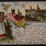 Strassburg, Frau in Tracht, Storchennest, Kleberplatz